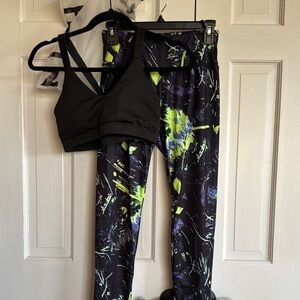 Women's Black and Yellow Abstract Print Pants
